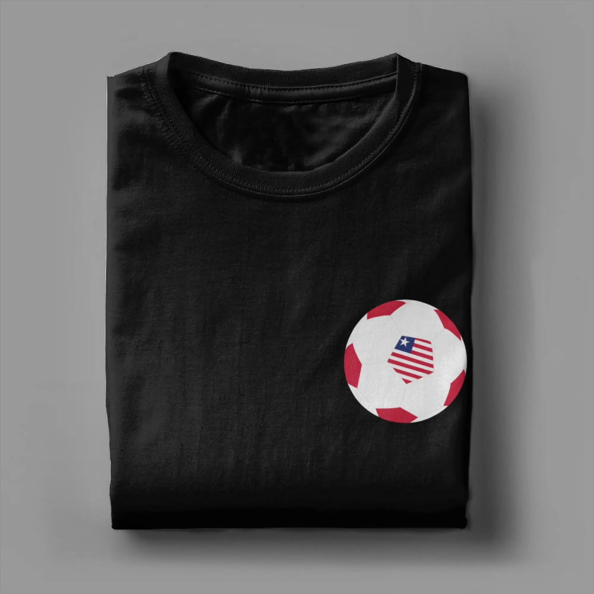 Men's T-Shirt Liberia Soccer Ball Liberian Flag Vintage Pure Cotton Tees Short Sleeve  T Shirt Round Collar Clothes Summer