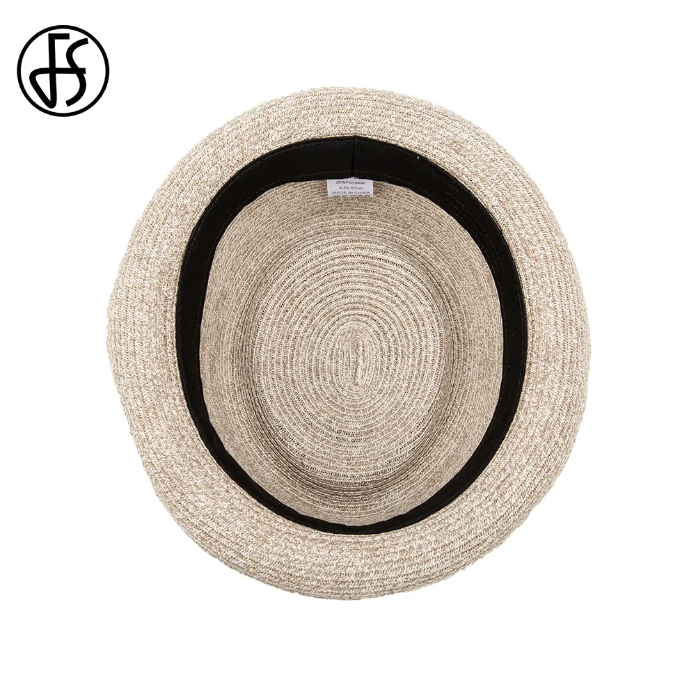 FS Cowboy Jazz Hat Pork Pie Straw Hats For Women Men Unisex 2024 Summer Outdoor Sun Protection Gentleman Gangster Paname Cap