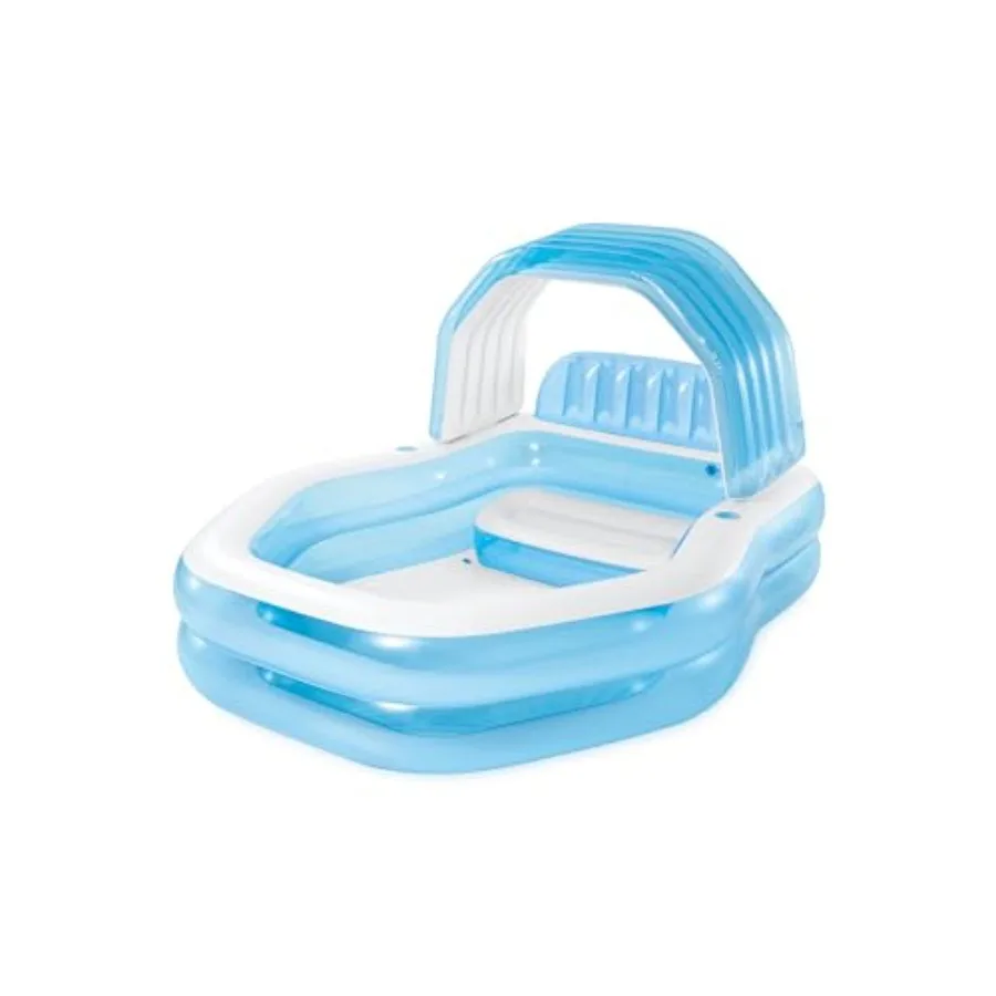

Надувной семейный бассейн Swim Center Sunshade: вместимость 140 галлонов, размеры 90 x 75 x 53 дюйма, синий.