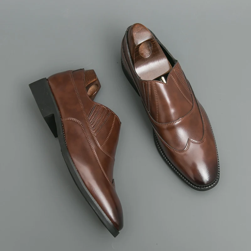 

Men's casual leather shoes Gentleman minimalist British style Groom's wedding or party 38-46 Adult suit shoes plus size Hot