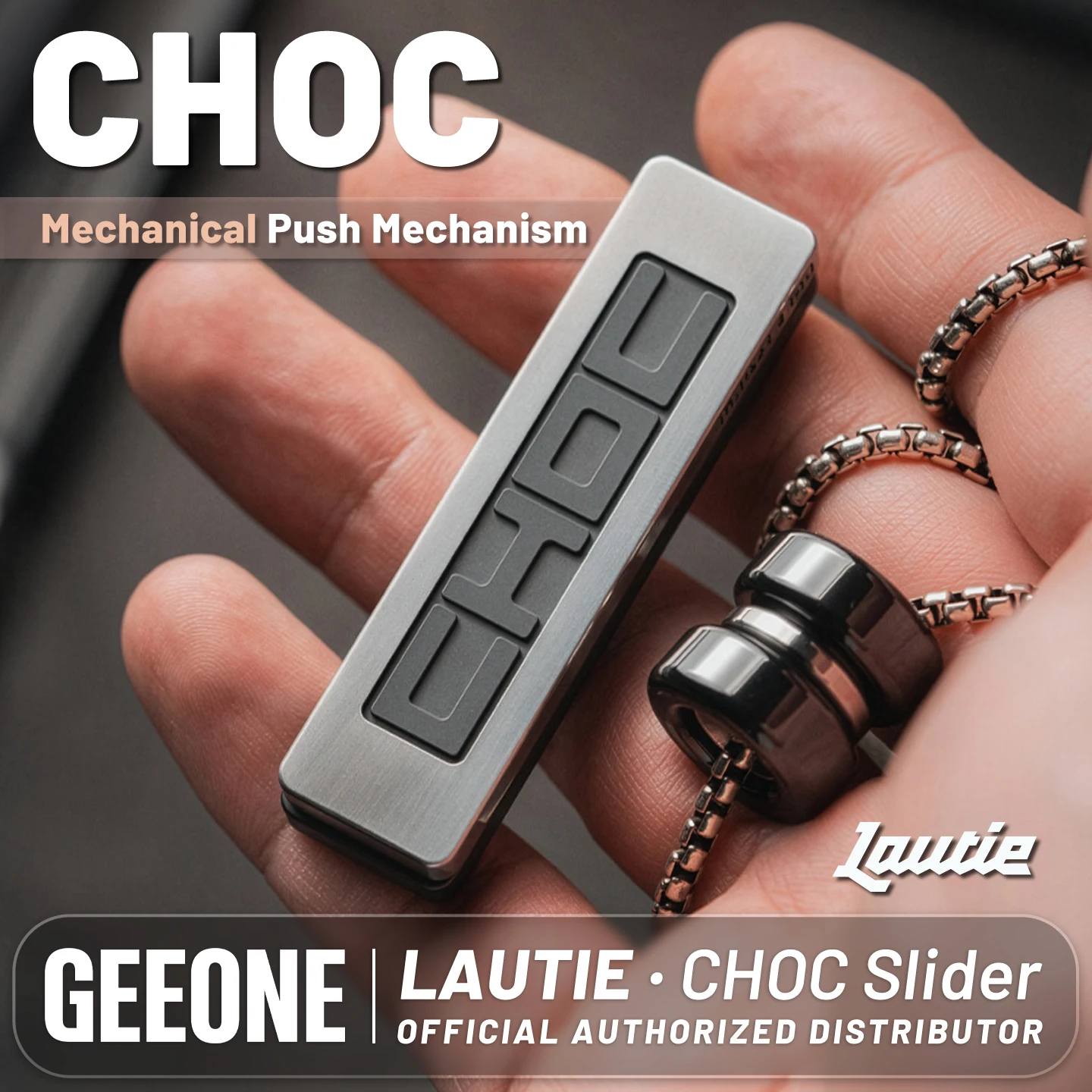 LAUTIE ”Choc“ Titanium Blue Stainless Steel Peek Internal Plate Mechanical Fidget Slider Zero Screw Design Toys