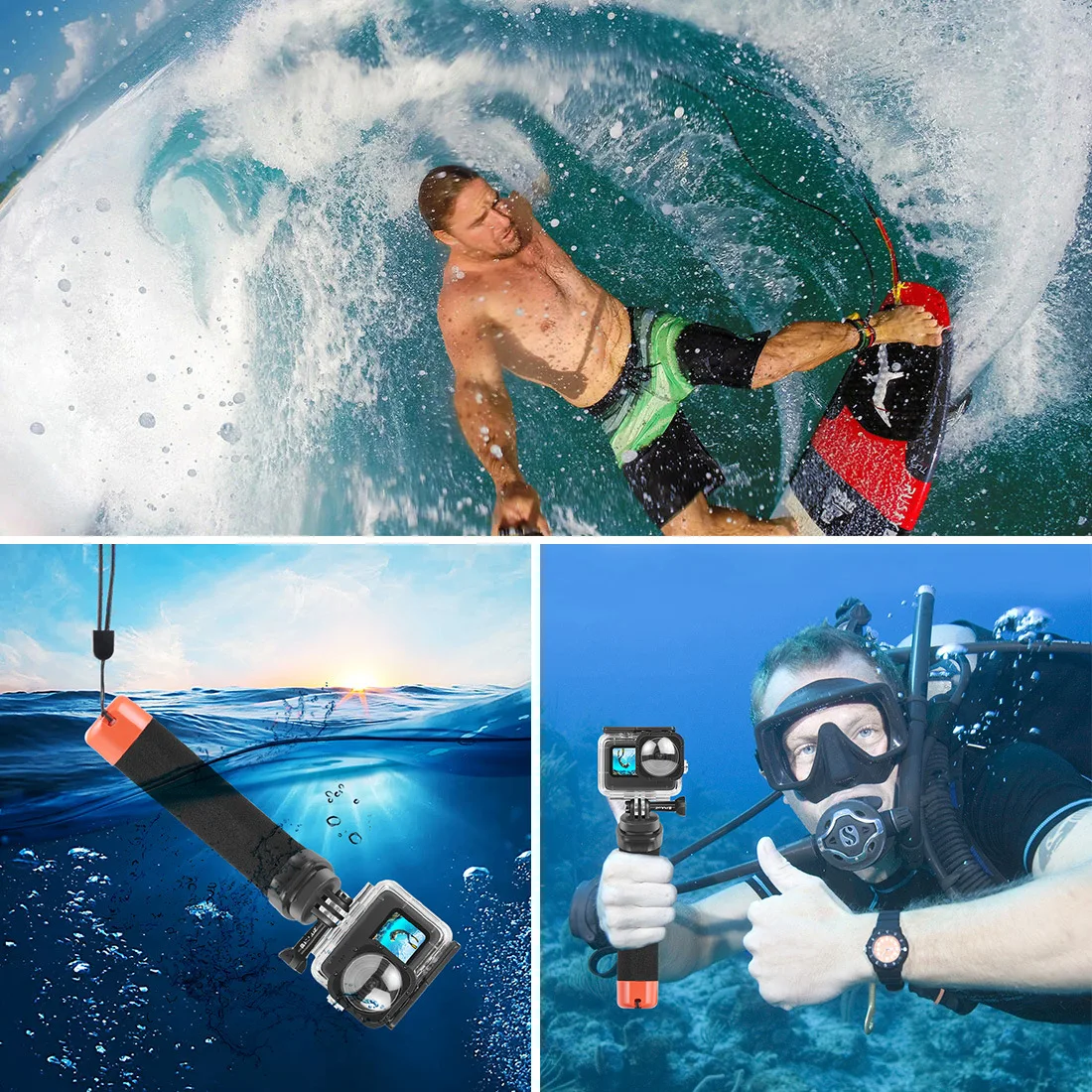 PULUZ quick-release Floating Foam Hand Grip Buoyancy Rods+strap for GoPro HERO 13/12/11/10/9 Black DJI 5pro/4/3 Camera accessory
