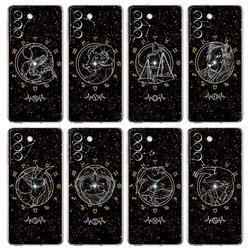 Cartoon Zodiac Case for Samsung S24 S23 S22 S20 S21 FE Ultra S24 S23 S10 S10E S9 S8 Plus 5G Transparent Phone Shell Capas Bags