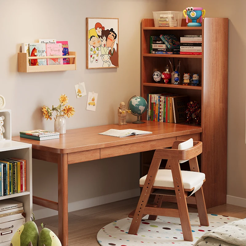 모던 스타일 원목 일체형 책장 코너 책상 & 소형 가족 학생 어린이 공부방 아파트 책장