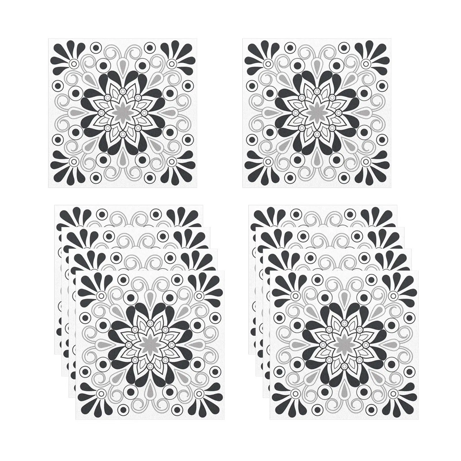 10 Pieces Square Vintage Floral Pattern Tile Stickers Home Decor Backsplash Tile Decals for Shower Bathroom Furniture Laundry