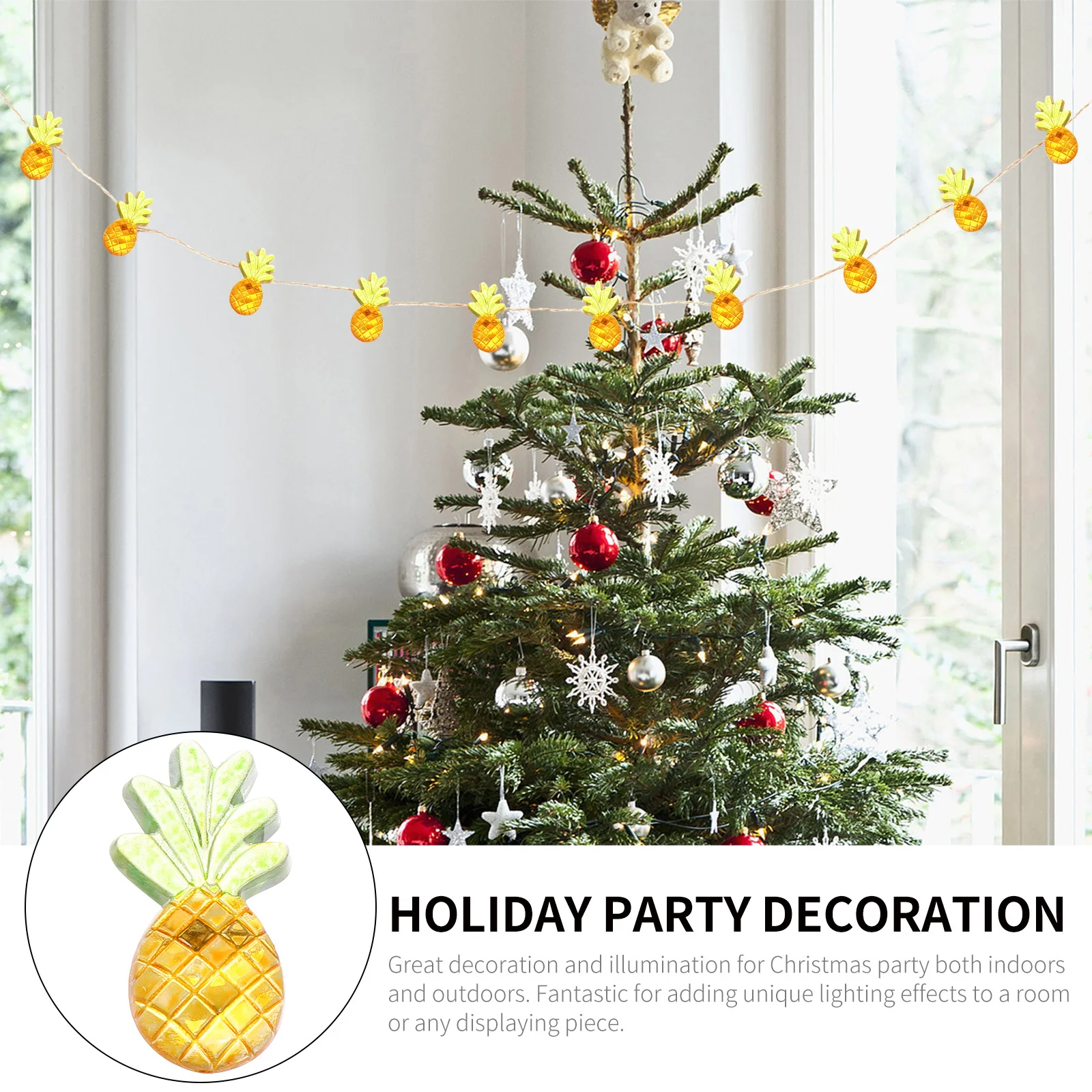 1 Set Pineapple Copper Wire Light Led String Lamp Christmas Decorations Holiday Party Decoration Warm Night Light
