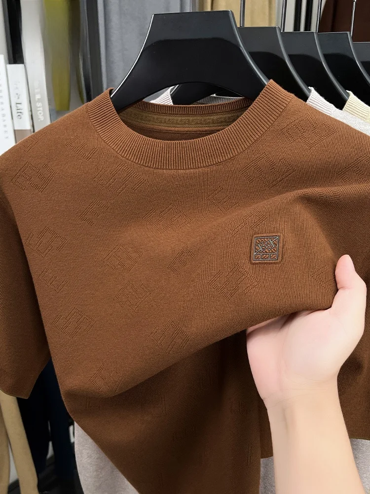 

Loose Knitted Men's ort Sve T-irt Busin Casual Color f Sve Loose Base irt Sweater Autumn Winter Faion