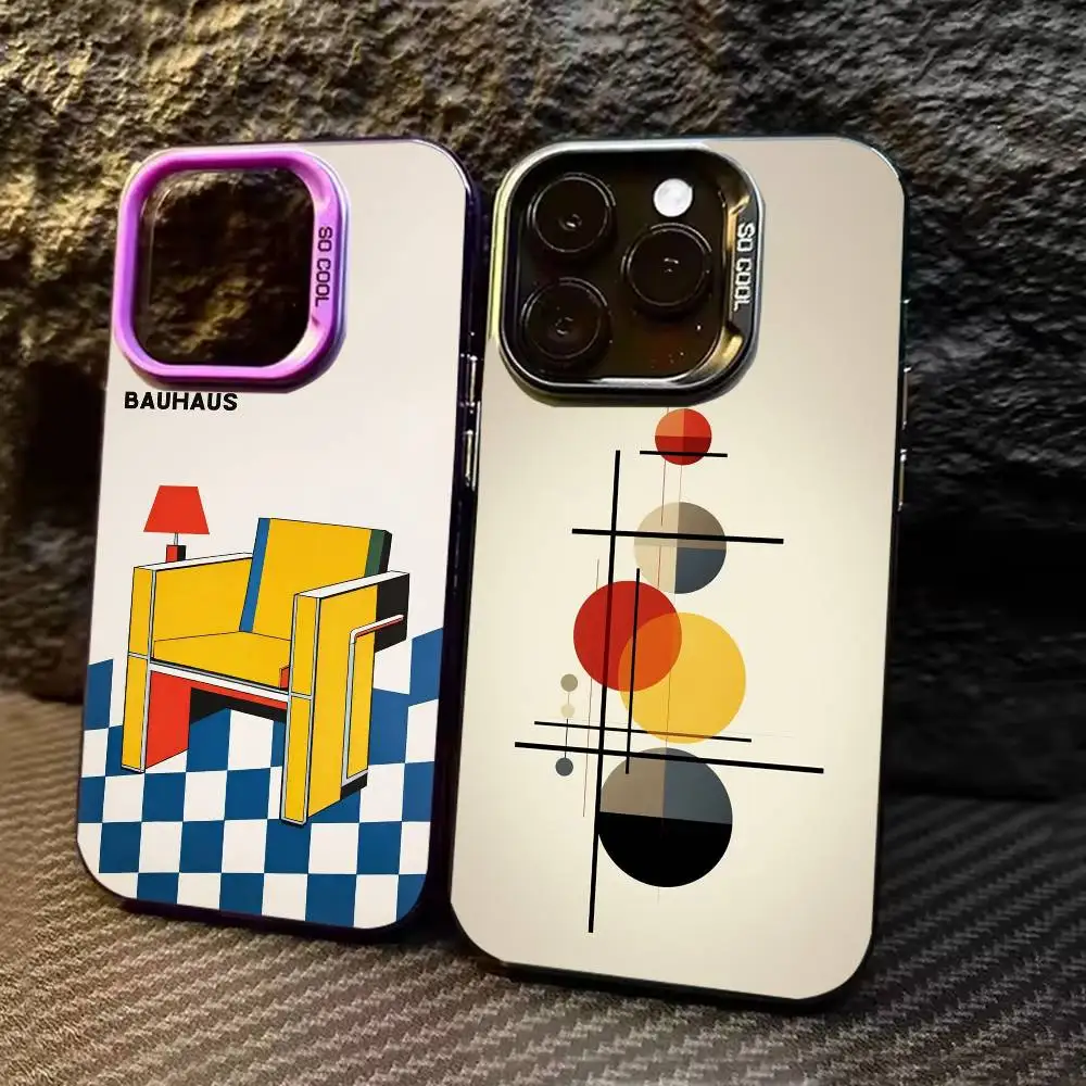 

Geometric Bauhaus art Phone Case Color Silver Shell For IPhone 17 16 15 14 13 12 11 Pro Max Plus