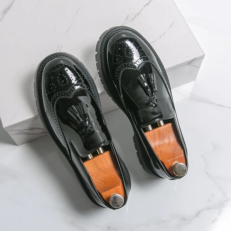 

Мужские лоферы на толстой подошве с приподнятой кисточкой для деловых мужчин, размеры 38-46