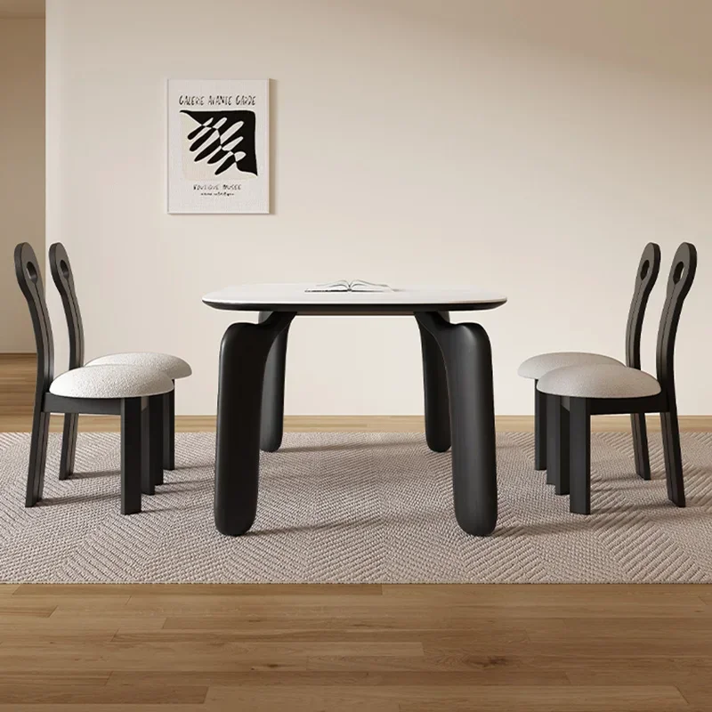 

Floor Wooden Dining Table Modern And Luxury Minimalist Pure White Slate Table Apartment Household Use Muebles Home Furniture