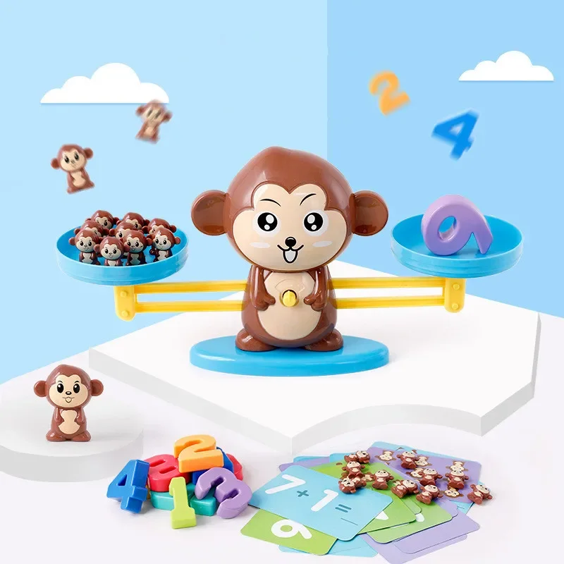 

[Funny] Math physics enlightenment early education Add and subtract numbers monkey Learning Balance toy for baby birthday gift