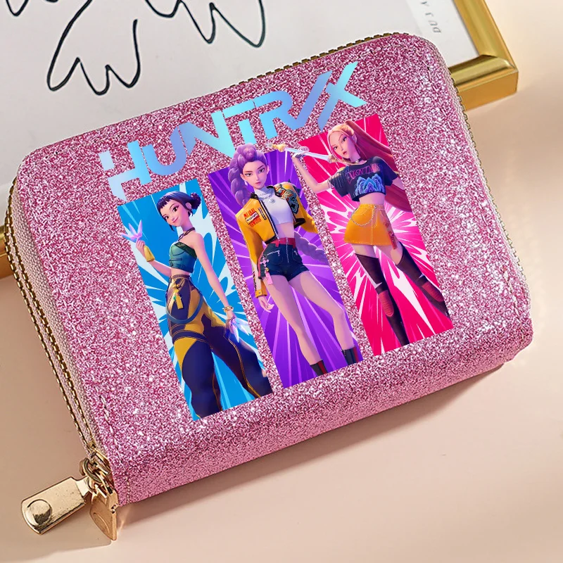 

New KPop Demon Hunters Kids Wallet Anime Print Coin Purse Girls Cartoon Portable Key Money Storage Bags Children Birthday Gifts