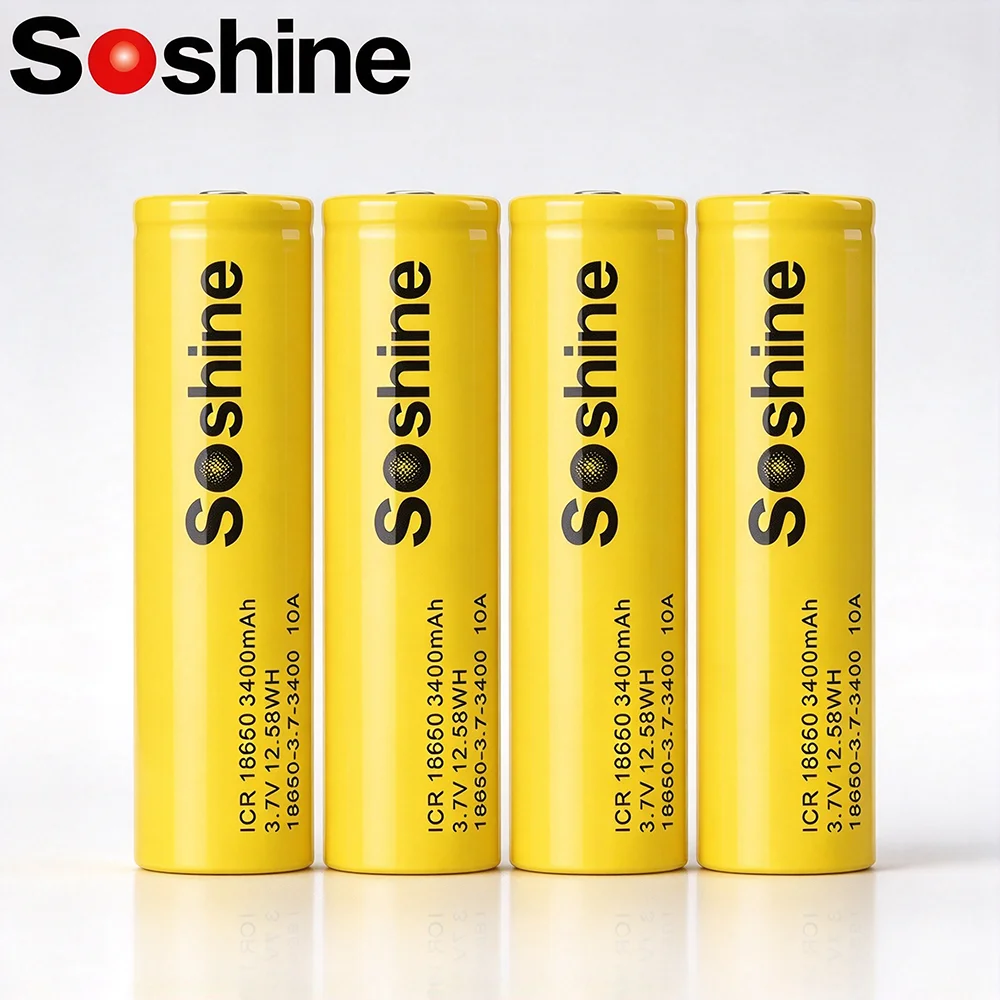 Soshine 18650 3C Battery 3.7V 3400mAh Li-ion Rechargeable Battery 18650 3400mah Batteries 100% Original for Flashlight LED Lamp
