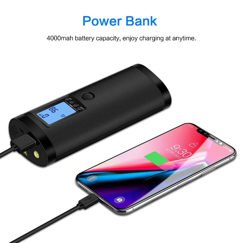 Mini pompa compressore d'aria ricaricabile, ricarica USB portatile senza fili da 2000 mAh, per moto, bici, bicicletta