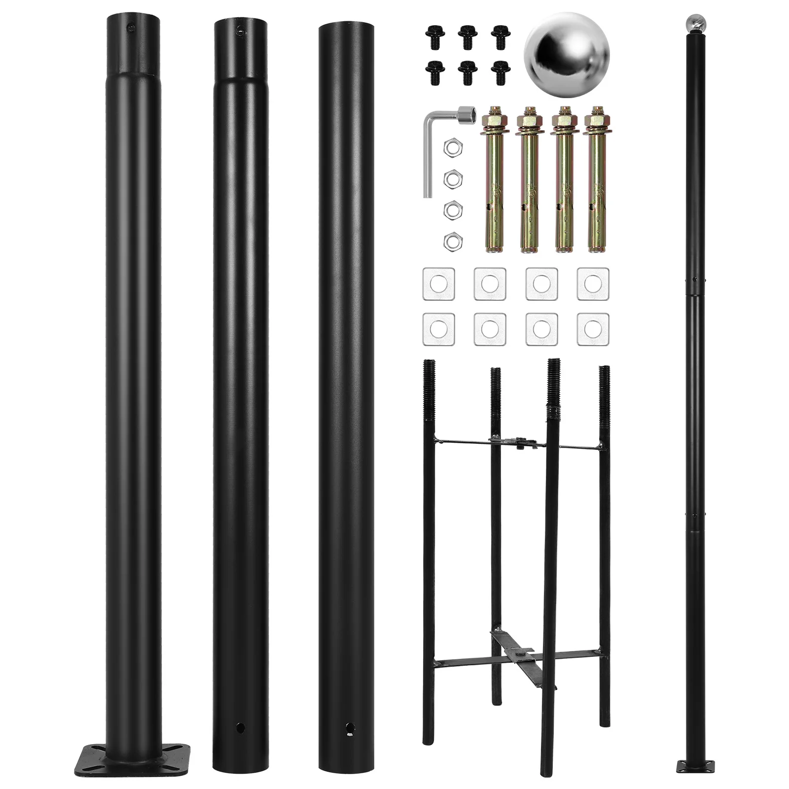 

10Ft Tall Heavy Duty Street Lamp Post with Rebar Cage Base 3-Meter Straight Road Pole for Landscape & Pathway Outdoor Lighting