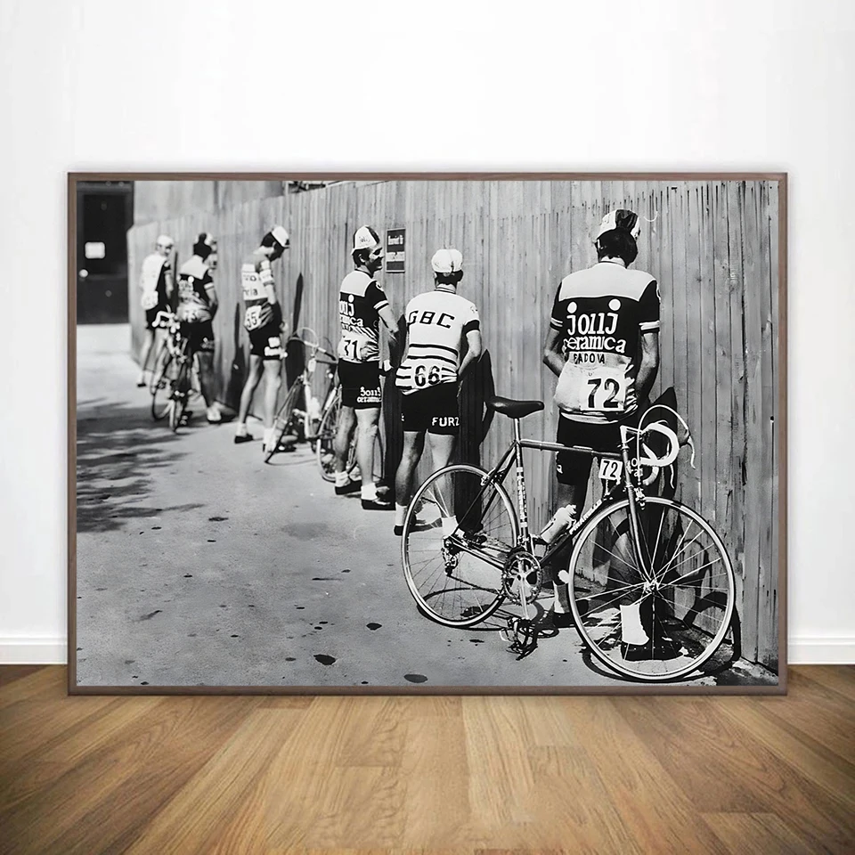 1pc frameless Canvas Painting Vintage Black and White Cycling Surf Beach Photography Gulf Haircut Poster Print Women Eating Past