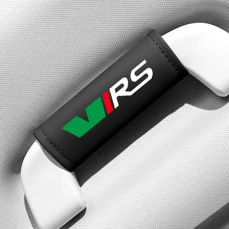 1PC Leather Car Roof Armrest Pull Gloves Door Handle Protection Cover For Skoda VRS Kamiq Kodiaq Karoq RS Fabia