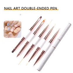 TSZS 1pcs 7/5/9/14mm Round Ombre Flat Double Side Nail Art Liner Brush Set DIY Drawing Lines Stripe White Painting