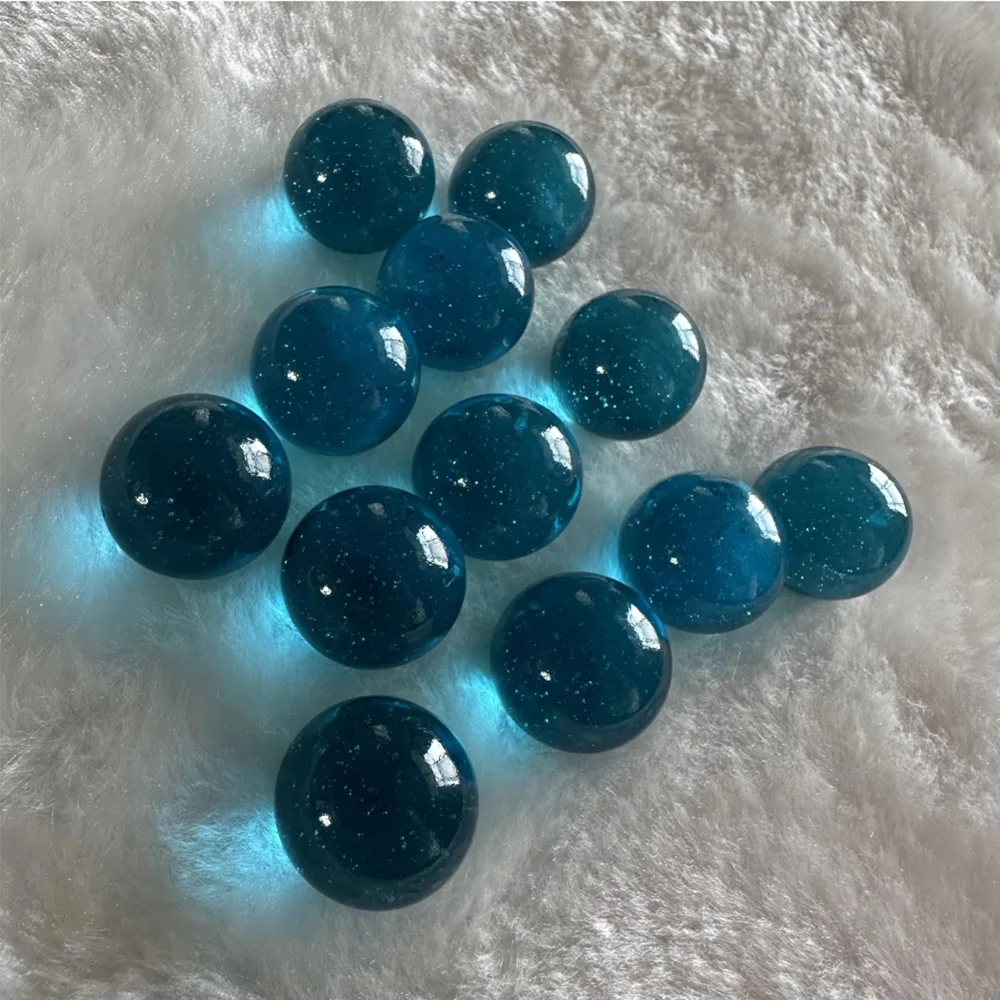 20/80Pcs 16mm Water Blue Glass Crystal Ball With Starry Sky Effect DIY Accessories Children's Toys Pinball Fish Tank Landscape