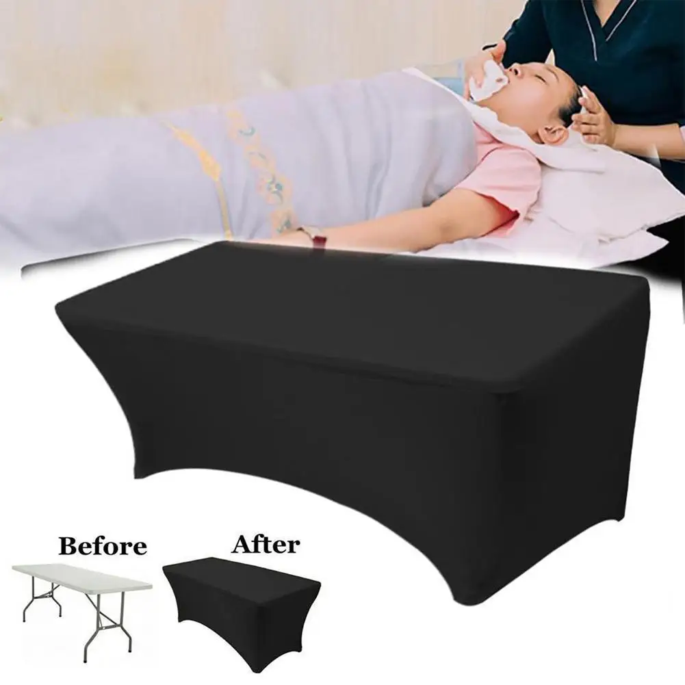 Black Beauty Salon Massage Elastic Bed Cover High Stretch Wedding Hotel Birthday Table Cushion Cover Buffet Table Cloth