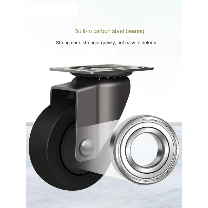 4 Pcs Universal Swivel Casters With Brake - Silent Rubber Wheels For Furniture, 1/1.25/1.5 Inch Load-bearing Mobile Rollers
