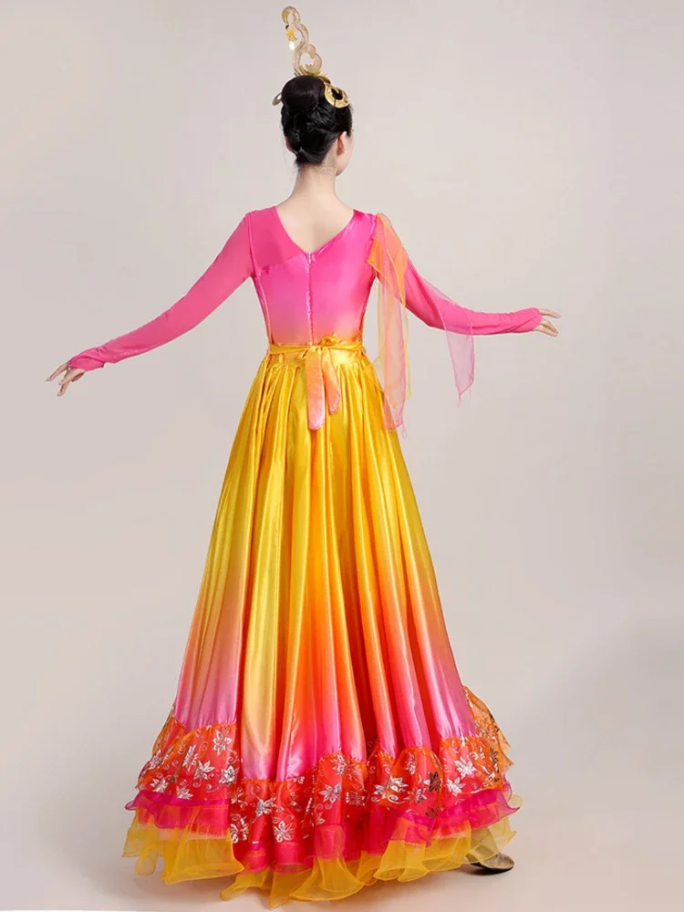 360 Degree Spanish Bullfight Dress Belly Dance Ballroom Skirt Long Robe Flamenco Fille Skirts Party Flamenco Dresses for Women