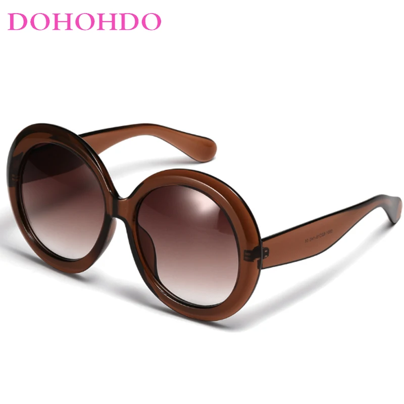 DOHOHDO Vintage Big Round Women Men Sunglasses Oversized Gradient Sun Glasses Male Fashion Luxury Brand Designer Mirror Shades