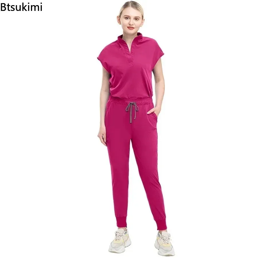Women Scrub Set Surgical Nursing Hospital Uniform Medical Uniforms Wholesale Multicolor Short Sleeve Workwear Clinic Nurse Scrub view 2