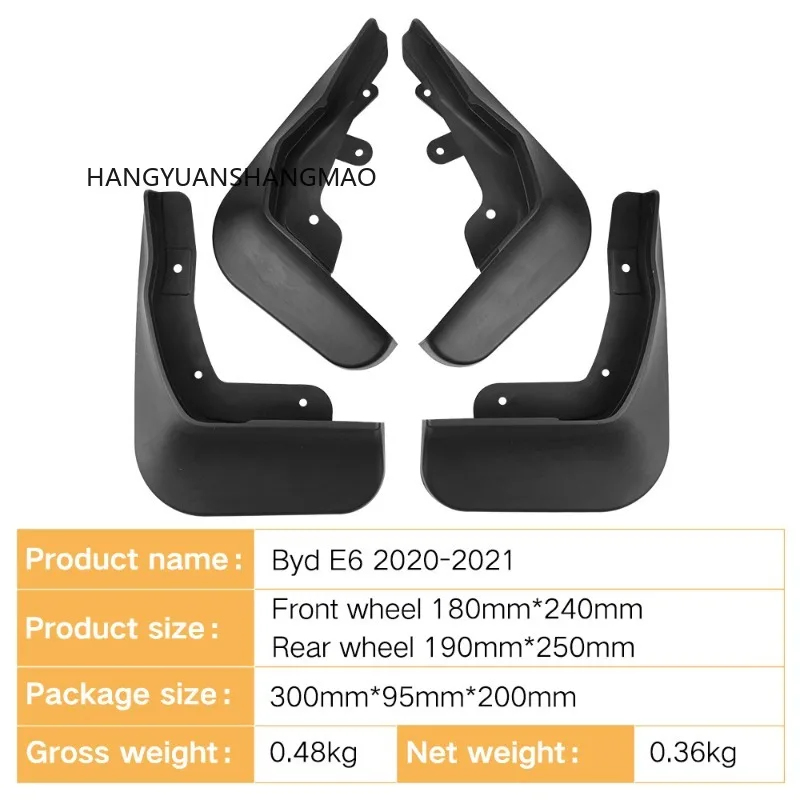 For Byd E6 2020-2021 Mud Flaps Tire Splash Guards Black 4PCS Set Exterior Car Accessories for Fender Protector Perfect Custom