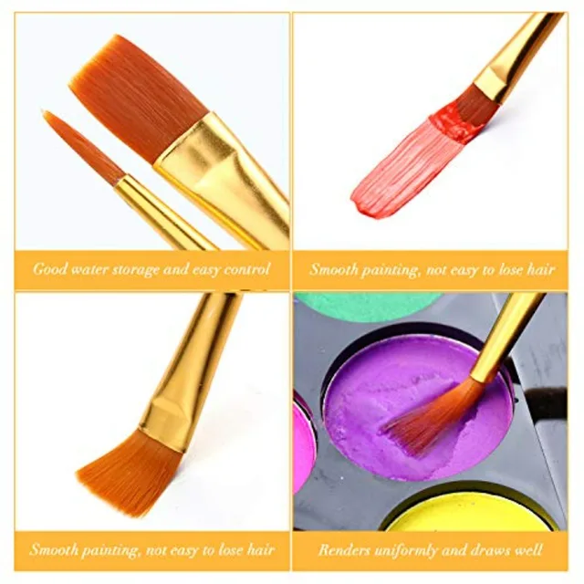 Acrylic Paint Brush Set 1 Pack 10 pcs Watercolor Brushes with Nylon Hair for All Purpose Oil Watercolor Painting Artist Profess 4