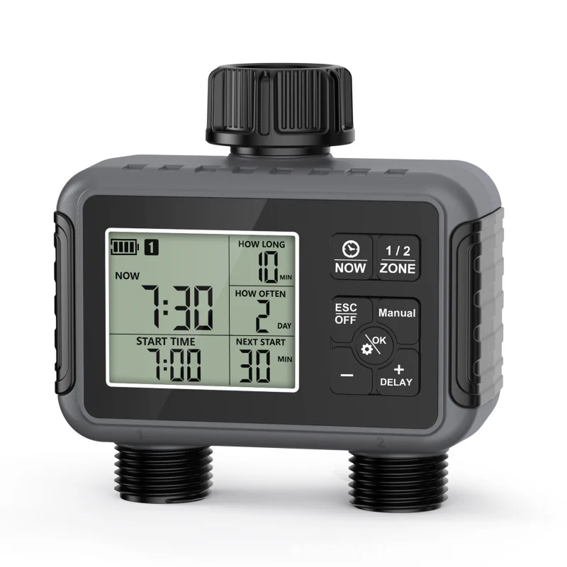 New Hot Timer Double Outlet Water Valve Outdoor Courtyard Intelligent Watering Controller Automatic Watering Device