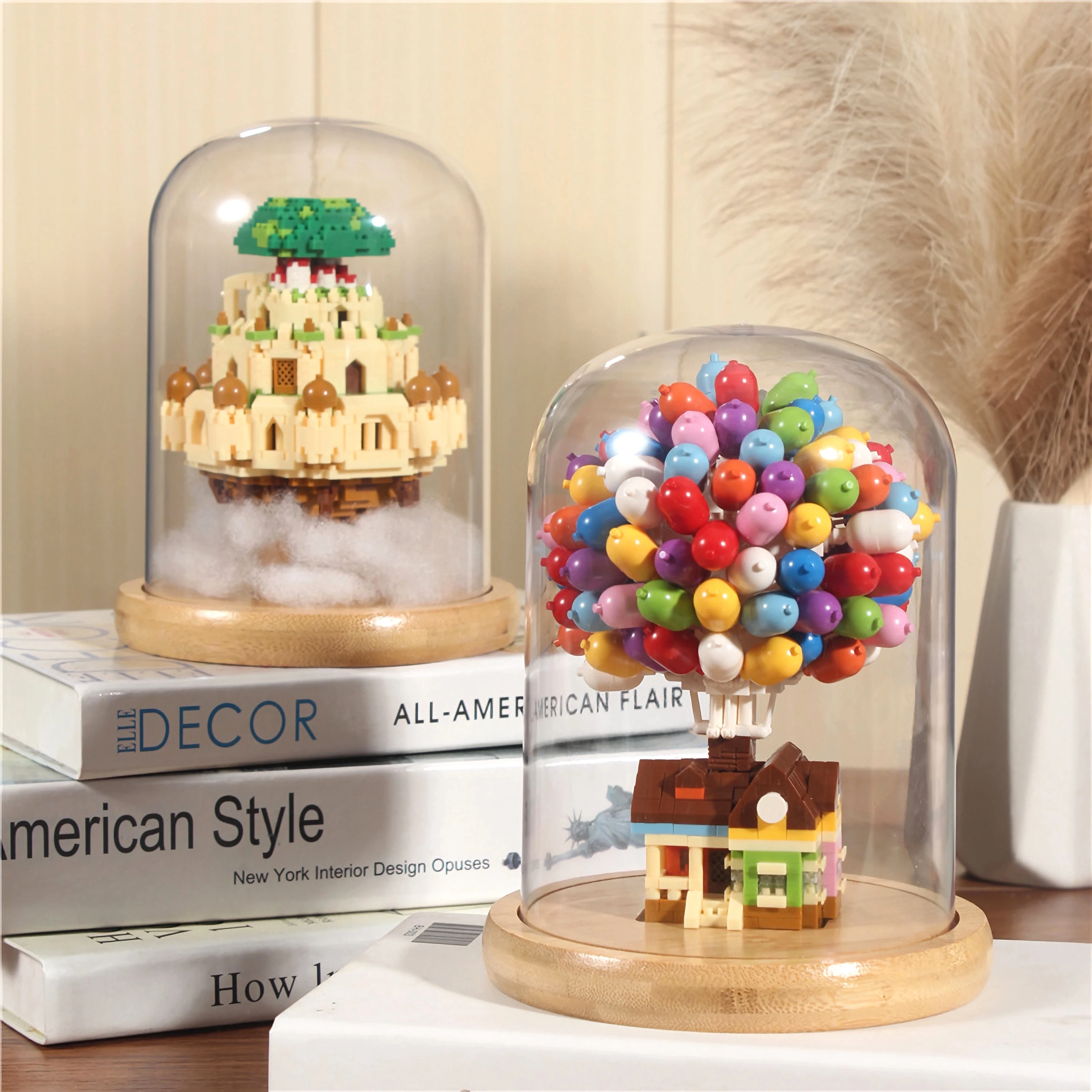 Wisehawk プラスチックミニブロックバルーンフライングハウス空中城 DIY マイクロレンガ 3D モデル構築セット子供のための知育玩具