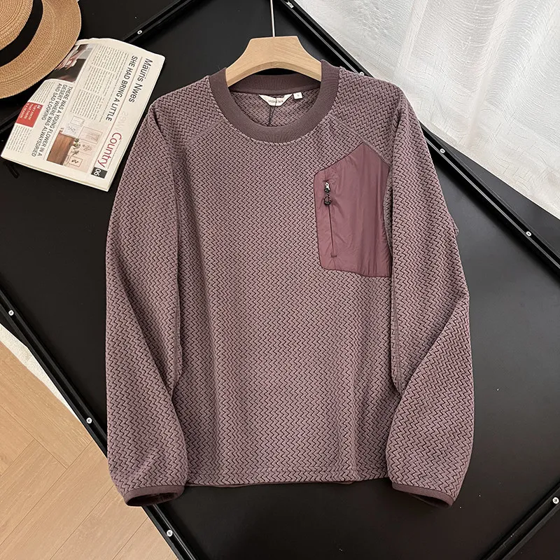 Men Loose Fit Fleece Lined Knitted Wave Patterned Sweatshirt for Couples Autumn Winter Breathable Comfortable Unisex Hoodie