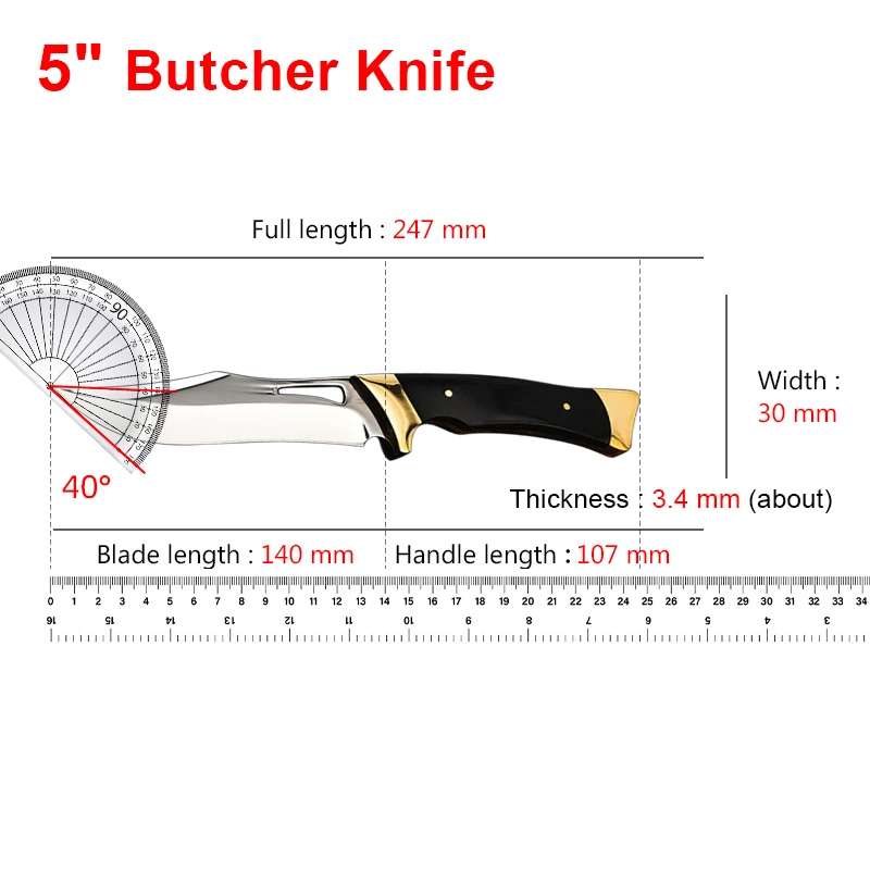 Hand Forged Boning Knife Sharp Utility Kitchen Knife for Meat Fish Fruit Vegetable Slicing Trimming Deboning Professional Chef