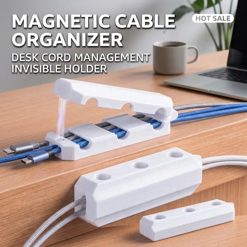 Traceless Magnetic Organizer Desktop Charging Line Tidy Holder Office Desk Wire Arrangement Storage Gadget Magnetic Cable Clips