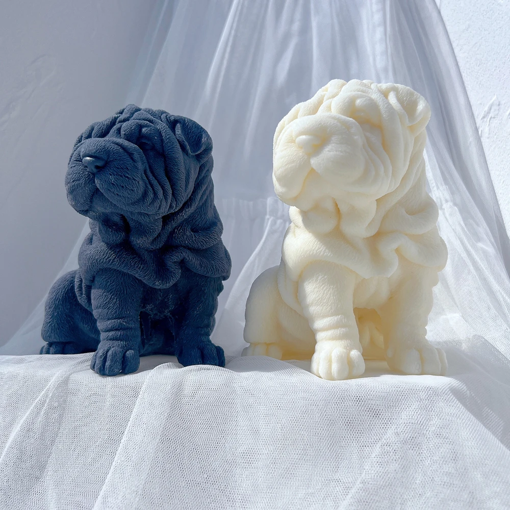 Shar Pei-Moule à bougie en silicone pour chien chiot, animal, chiot, soja, avertir, amoureux des chiens, décoration d'intérieur