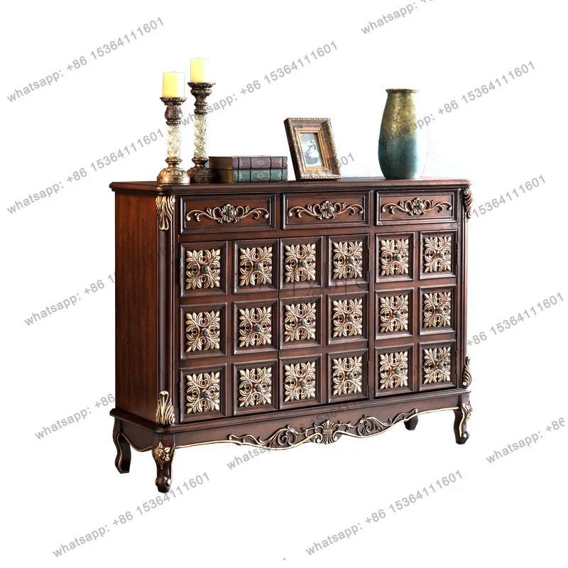 European shoe cabinet solid wood American porch storage side cabinet painted two or three