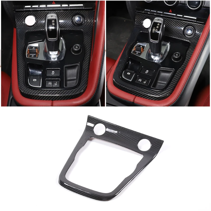 

For Jaguar F-TYPE 2013+ Real carbon fiber car center control gear panel frame decorative sticker car interior accessories