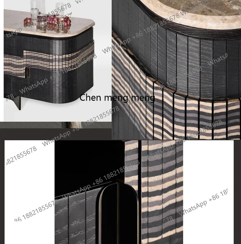 A139 Italian light luxury villa mansion marble TV cabinet living room floor-to-wall high cabinet new