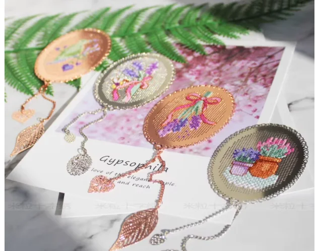 

Креативный и минималистичный подарок, металлическая закладка, серия растений в горшках с птицами и лавандой, металлический набор для вышивки крестом Aida