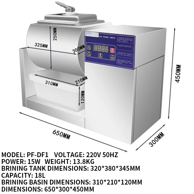 18L Automatic Vacuum Meat Briner, Drum-Type Meat Briner, Vacuum Briner, Computer-Controlled Precision, for Kimchi and Grilled Me