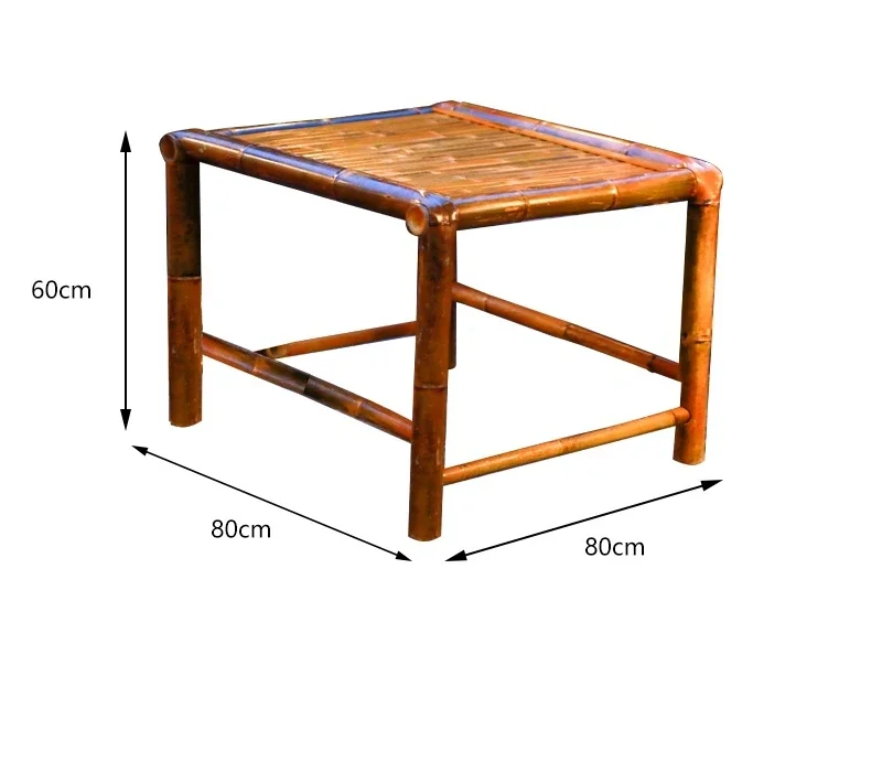 Bamboo  and Chair Combination Bamboo Chair Old-Fashioned Bamboo Outdoor Eight-Immortal  Tea Table Tea Table