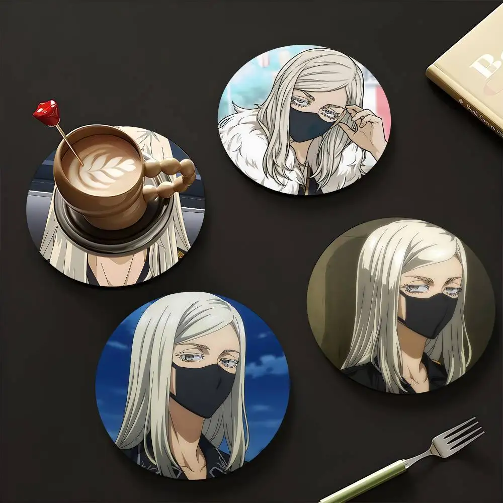 1pc Haruchiyo Sanzu Tokyo Revengers Wooden Coaster Colour Printing Cup Mat Home Desk Decoration Gifts