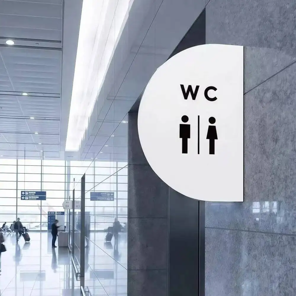 1 Stück 30x20cm Doppelseitiges WC-Schild aus Metall mit Seitenmontage, Lackierte WC-Anzeigeplakette – Detail 5