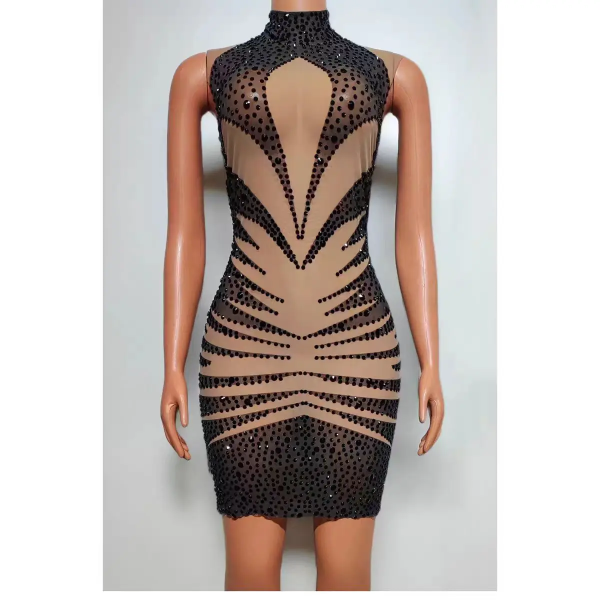 Full Diamond prospettiva Mesh Sexy gonna corta Bar DJ Nightclub cantante femminile Dance Team Stage Costume Party Theme Show abbigliamento