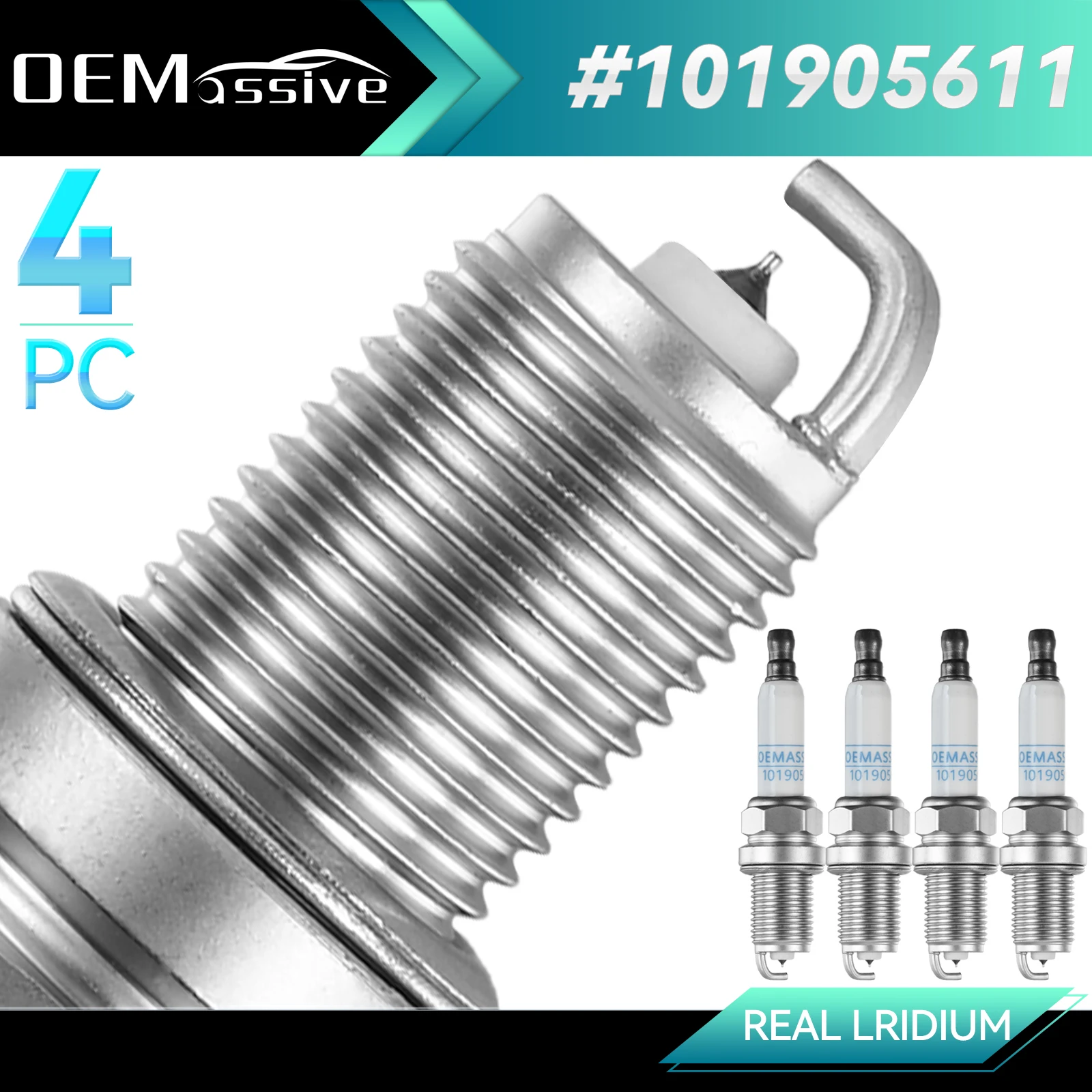 4PCS OEMASSIVE Iridium Spark Plugs For Audi A4 A5 A6 TT VW CC Passat Golf Transporter Seat Skoda 2005-2019 06H905601A 101905611