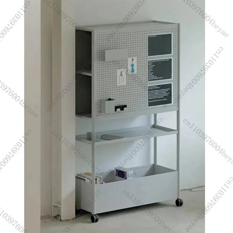 Wheel movable storage Storage rack Household color Floor-to-ceiling multi-layer metal rack with hole plate