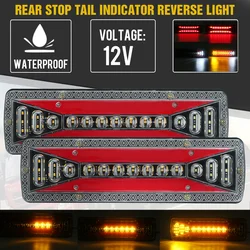 2PCS 12V Dynamic LED Car Truck Tail Light Turn Signal Rear Brake ight Reverse Signal Lamp For Trailer Lorry Bus Campers