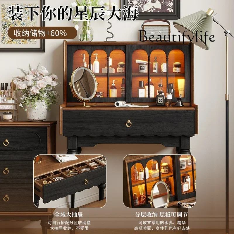 

small apartment table storage integrated dressing table French medieval style solid wood dresser bedroom