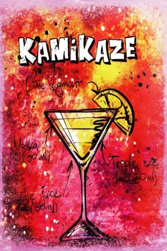 Kamikaze Tropical Cocktail Recipe on a Vintage Retro Style Metal Sign Plaque